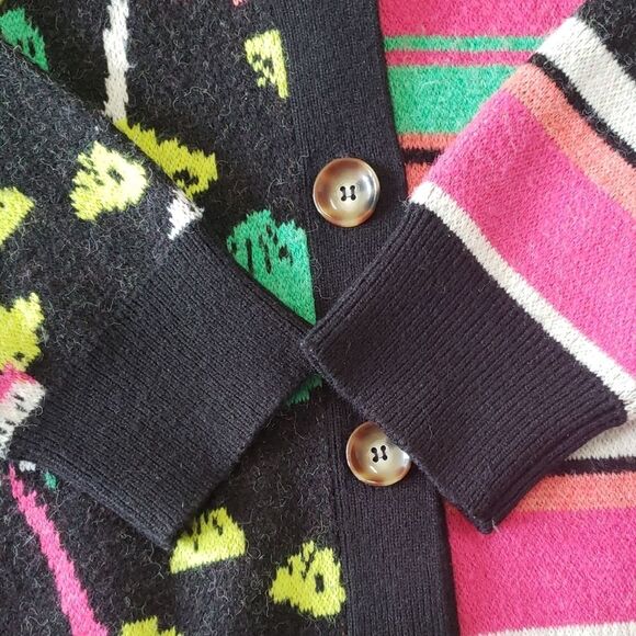 Farm Rio Colorful Mushroom Wool Sweater Cardigan Size M Psychedelic Whimsigoth - Picture 5 of 7